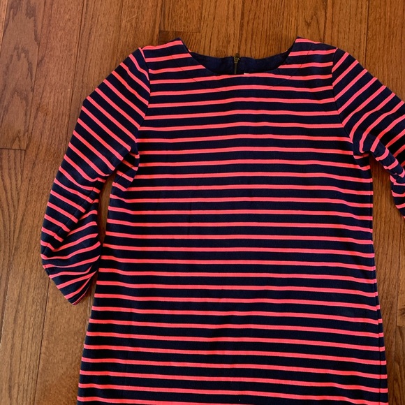 Blue and Hot Pink Stripe Boat Neck Dress - Picture 3 of 4